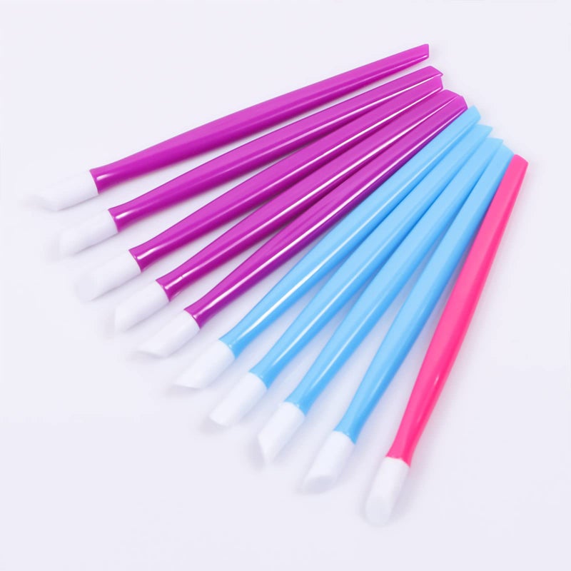 Coolook 10pcs Rubber Nail Cuticle Pusher Tipped Plastic Handle Nail Art Tool Nail Acrylic Cuticle Pusher Cleaner (Random Color) - Image 4